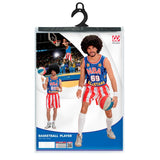 Men’s sports costume with striped basketball shorts packaging