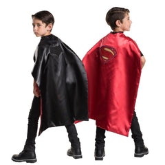 Child's reversible Batman and Superman cape with embroidered DC Comics logos