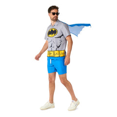 Batman Swim Suit Combo by Suitmeister with shirt, detachable cape, and shorts – superhero swimwear for parties or beach days