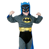 batman side of the costume padded chest and half mask attached to cape.