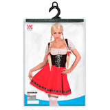 Bavarian girl adult costume black red packaging