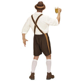 Traditional brown lederhosen, hat, shirt and socks