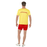 Baywatch mens costume, shirt has lifeguard print on back