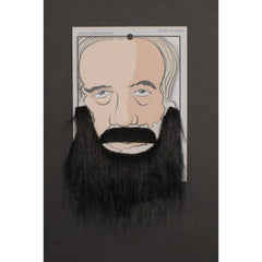 beard and moustache in grey, short beard and seperate mo.
