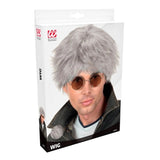 Box for grey beat wig with contemporary short cut