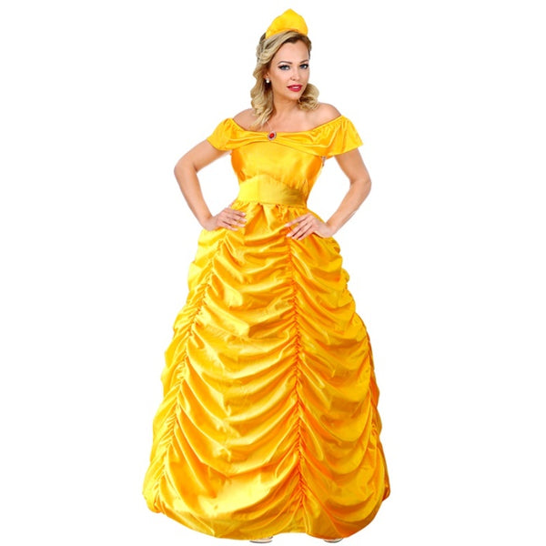 Beauty queen fairytale princess costume with yellow royal gown