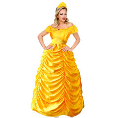 Beauty queen fairytale princess costume with yellow royal gown
