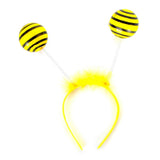 Bee ball headband with yellow and black spring antennae for bee costumes, suitable for adults and children.