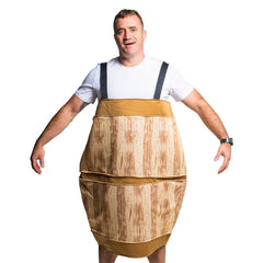 Adult beer barrel costume novelty tunic for Oktoberfest and themed parties
