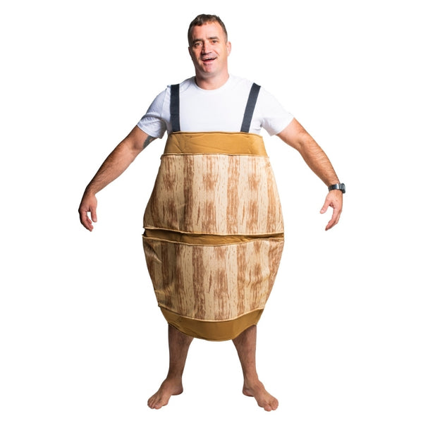 Adult beer barrel costume novelty tunic for Oktoberfest and themed parties