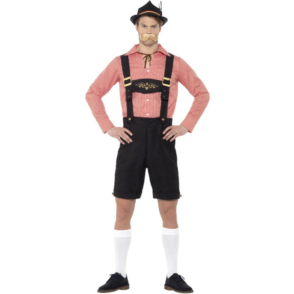 Red check shirt and black lederhosen Beer Festival Costume