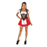 Adult Bavarian Oktoberfest costume with off-shoulder dress and apron
