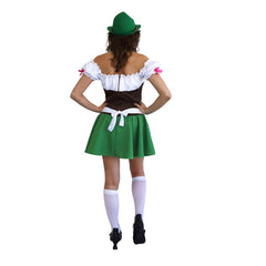 Beer House Beauty Oktoberfest Costume, short dress with peasant style dress with attached apron.