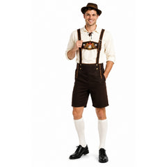 Men's Beer Man lederhosen Oktoberfest costume with shirt, hat and socks