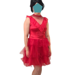 Red Beetle Bride wedding dress costume with wig for hire in Brisbane