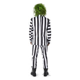 Back view of Beetlejuice striped suit costume for men
