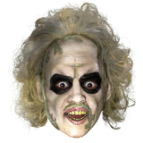Beetlejuice adult vinyl mask with messy hair and painted face details