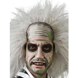 close up of licensed beetlejuice wig wth bald front section