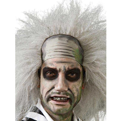 Officially licensed Beetlejuice wig with messy grey hair and attached bald front for adult costumes
