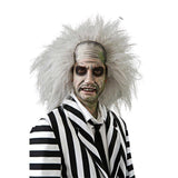 Officially licensed Beetlejuice wig with messy grey hair and attached bald front for adult costumes