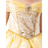 Belle Ultimate Princess Celebration Costume - Child, dress with gold sequin panel in bodice and organza shoulder detail.