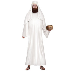 Biblical White Wiseman Costume – Adult Nativity Robe and Headpiece by Dr Toms