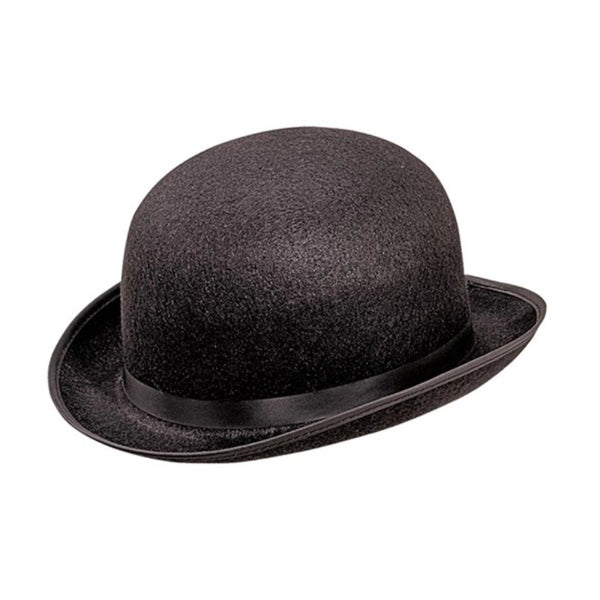 Big black bowler hat with classic rounded shape