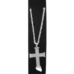 Big Cross Necklace in gold or silver with 65 cm chain and oversized pendant – costume accessory for 80s, Madonna, priest, or nun outfits