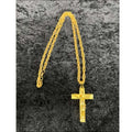Big Gold Necklace with Gold Cross