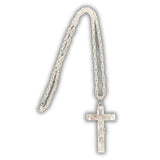 Big silver necklace with cross pendant for priest or costume look