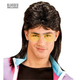 Retro 80s mullet costume wig black
