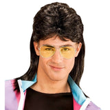 black 80s mullet wig glasses costume