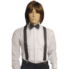 Adjustable black braces for costume and fancy dress wear