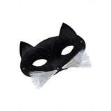 black cat mask with whiskers displayed flat surface
