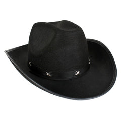 Black cowboy hat with silver star band
