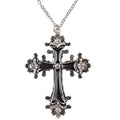 Black Cross Necklace With Strass