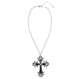 Ornate black cross pendant necklace for Halloween and gothic dress-up