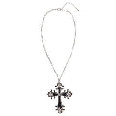 Black gothic cross necklace with sparkling strass detail for vampire costumes