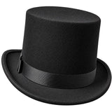 Black deluxe adult costume top hat with ribbon band