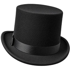 Black deluxe adult costume top hat with ribbon band