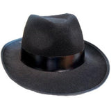 Black felt gangster fedora hat costume accessory for 1920s costumes