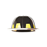 Black Fire Chief hat worn as an adult firefighter costume accessory