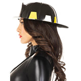 Black Fire Chief costume hat by Leg Avenue – side view
