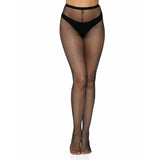 Leg Avenue Black Fishnet Pantyhose with Back Seam – front view in alternate pose, showing the classic fishnet pattern and curve-enhancing fit with vintage seam styling.