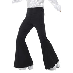 Men's 70s Black Flared Trousers for Disco Theme Party