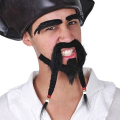 Black goatee beard and eyebrows costume set