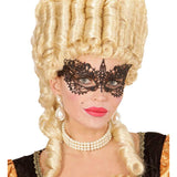 Elegant black lace masquerade mask with ties