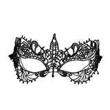 Black gothic lace masquerade eye mask with ribbon ties