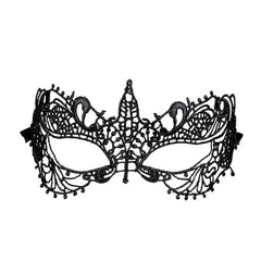 Black gothic lace masquerade eye mask with ribbon ties