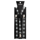 Black and green check adjustable adult suspenders costume accessory